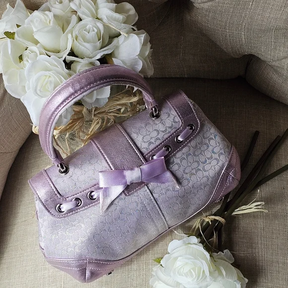 Sold- Vintage Coach Signature Lurex & Swarovski Crystal Top-Handle Bag / Purse - Picture 9 of 15